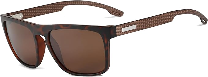 ZENOTTIC Polarized Sunglasses Men Square: Unbreakable TR90 Frame Carbon Fiber Temple UV400 Protection Sun Glasses for Driving