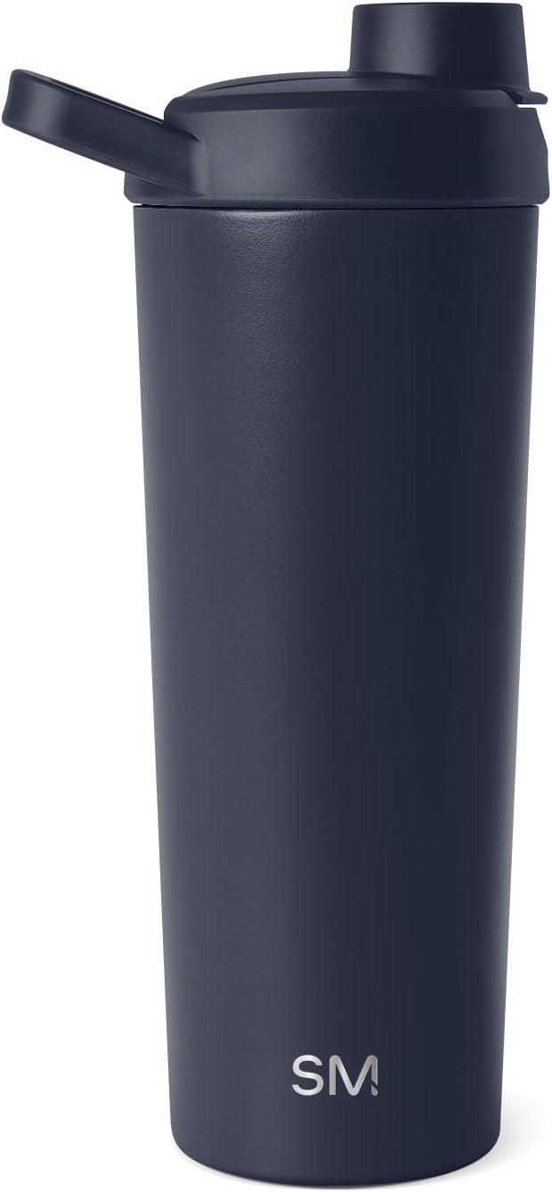 Simple Modern Stainless Steel Shaker Bottle with Ball 24oz | Metal Insulated Cup for Protein Mixes, Shakes and Pre Workout | Rally Collection | Deep Ocean