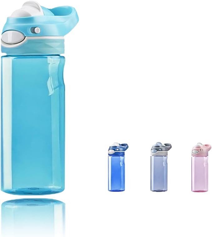 DEARART 20oz Sky Blue Sport Water Bottle No Straw Wide Spout, 100% Leakproof Flip up Lid Lockable Has Handle Carry Easily, Suit Sports School Office Yoga Home etc.