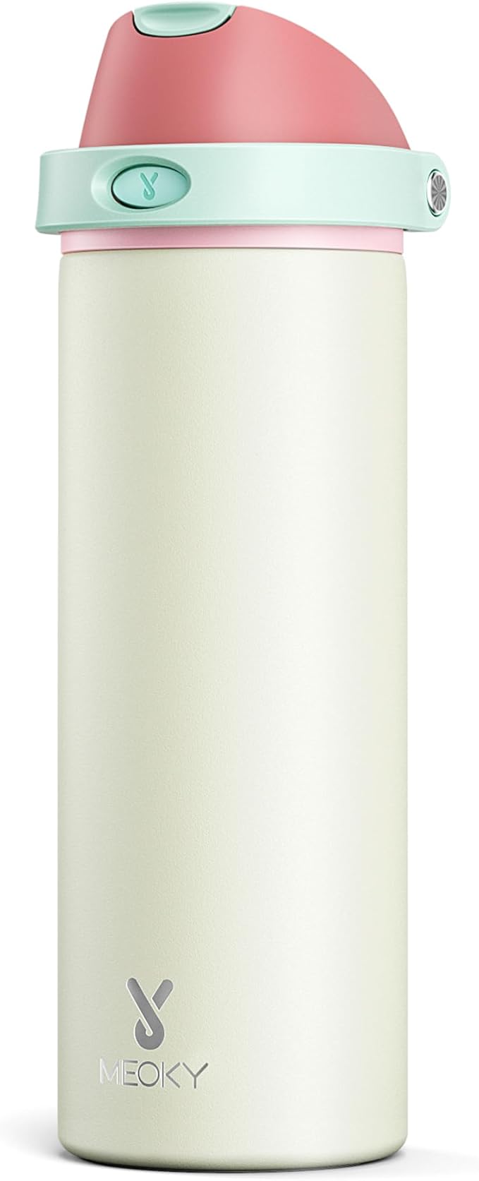 24 oz Insulated Water Bottle with Straw: Meoky Stainless Steel Metal Water Bottle with 2-in-1 Lid - Leak Proof, Cold for 24 Hours, Fits in Car Cup Holder, BPA-Free for Travel Sports Gym, Cream