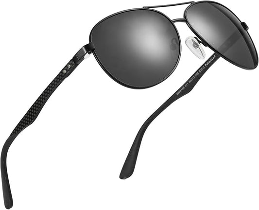 ZENOTTIC Polarized Aviator Sunglasses for Men Carbon Fiber Temple Pilot Sun Glasses with Mirrored Lens UV Protection
