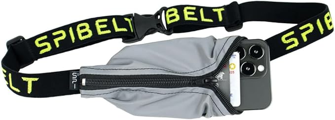 SPIbelt Running Belt for Women Men, Phone Holder for Running, Running Fanny Pack, Holder for Phone, Running Waist Pack, Adjustable Waist, [Fits All Phones]. Reflective with Black Zipper