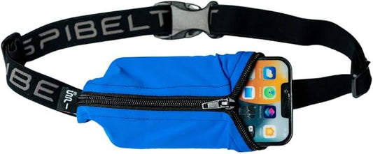 SPIbelt Running Belt for Women Men, Phone Holder for Running, Running Fanny Pack, Running Waist Pack, Adjustable Waist, [Fits All Phones]. Made from Recycled Materials. Blue with Black Zipper