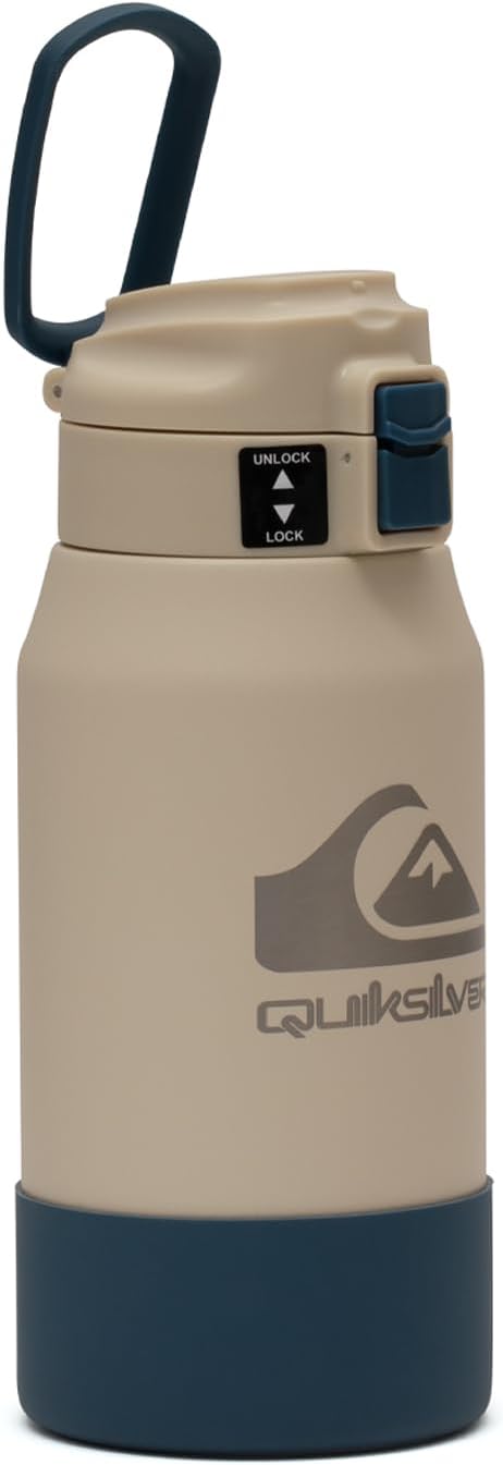 Quiksilver Redondo 21oz Double Wall Stainless Steel Water Bottle, Reusable Sports Bottle with Leak-Proof Lid, Non-Slip Rubber Base, Carrier Handle, insulated Tumblers, 24H Hot & Cold Beverage