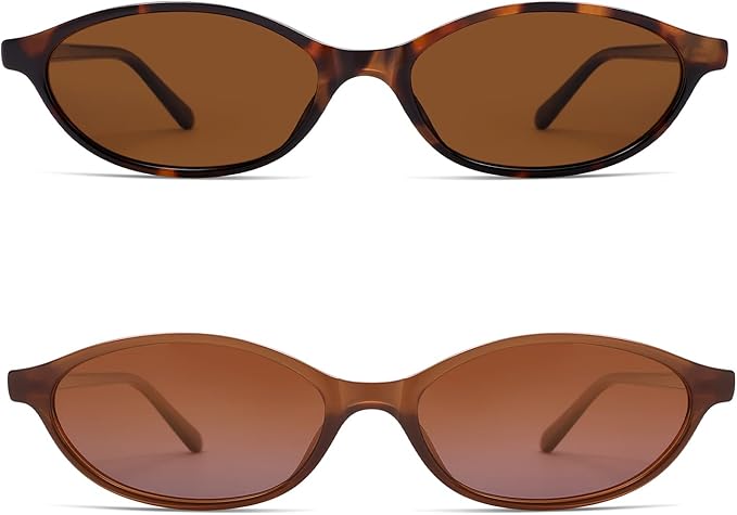 Retro Oval Cat Eye Sunglasses for Women Y2k Trendy Narrow Sunnies Designer Sun Glasses AR82253