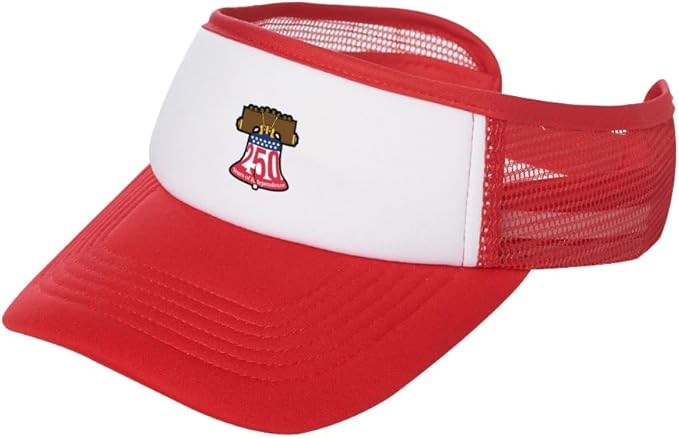 12-Pack America 250 Anniversary Sun Visor Hat - Liberty Design Swag & Giveaways for Parades, Fireworks, 4th of July, Memorial Day, Flag Day Red and White
