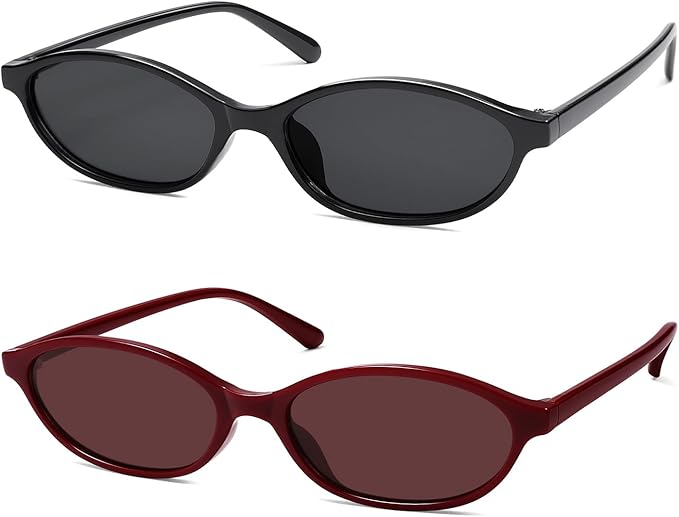 Retro Oval Cat Eye Sunglasses for Women Y2k Trendy Narrow Sunnies Designer Sun Glasses AR82253