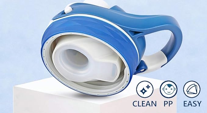 DEARART 20oz Blue Sport Water Bottle with No Straw, Leakproof Clear Bottles Has Handle, Wide Mouth Easy Clean Carry Easily, Suit Sports School Office Yoga Gym Home etc.