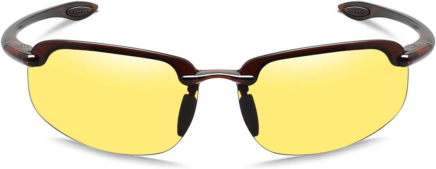 JULI Sports Sunglasses for Men Women Tr90 Rimless Frame for Running Fishing Baseball Driving MJ8001