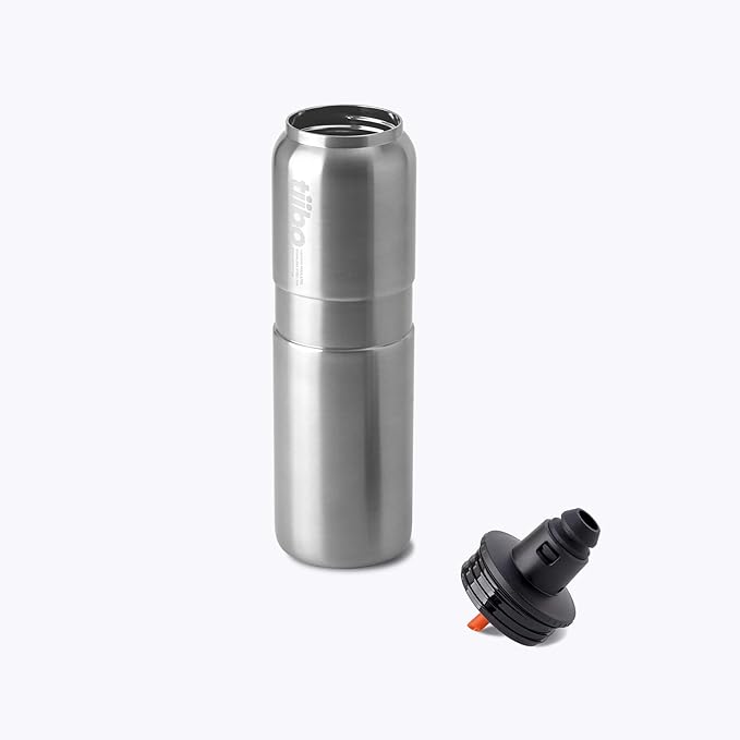 tiibo Vacuum Insulated Stainless Steel Bike Water Bottle, Double Wall, No-Squeeze, Fast Flow Sport Nozzle, Designed for Cycling, Biking, Fitness & Sports, Fits Most Bike Cages (Brushed, 23OZ)