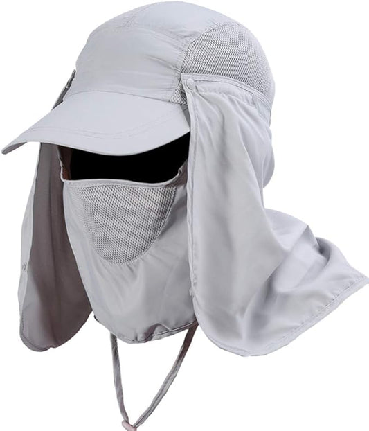 traderplus Fishing Hat Men/Women Outdoor Sun Cap UV Sun Protection Hat with Removable Neck Flap & Face Cover Cycling Hiking