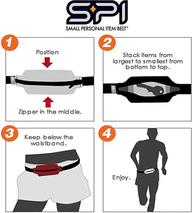 SPIbelt Running Belt for Women Men, Phone Holder for Running, Running Fanny Pack, Holder for Phone, Running Waist Pack, Adjustable Waist, [Fits All Phones]. No Logo Band, Black with Black Zipper