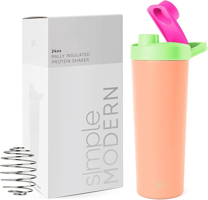 Simple Modern Stainless Steel Shaker Bottle with Ball 24oz | Metal Insulated Cup for Protein Mixes, Shakes and Pre Workout | Rally Collection | Zesty Mix