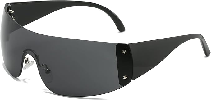 AIEYEZO Oversized Y2K Sunglasses for Women Men Trendy Retro Wrap Around Big Shield Sun Glasses