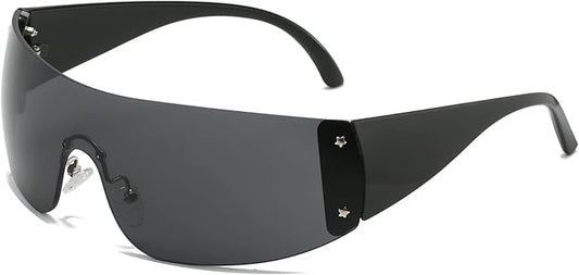 AIEYEZO Oversized Y2K Sunglasses for Women Men Trendy Retro Wrap Around Big Shield Sun Glasses