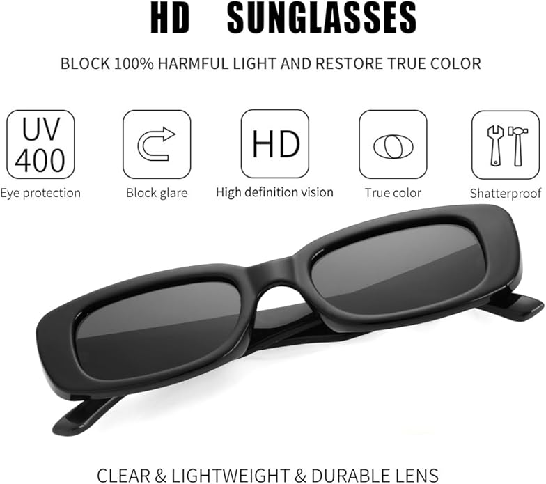 Kursan Small Rectangle Sunglasses for Women Men Square Frame Sun Glasses – 100% UV400 Protection