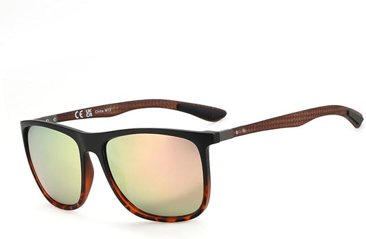 ZENOTTIC Square Polarized Sunglasses for Men Ultralight Carbon Fiber Sun Glasses Driving Fishing Golf Sports UV400 Protection