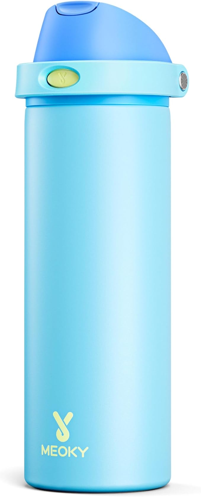 24 oz Insulated Water Bottle for Men: Meoky Stainless Steel Water Bottle with 2-in-1 Straw and Spout Lid - Leak Proof, Cold for 24 Hours, Fits in Car Cup Holder, BPA-Free for Sports Travel, Azure