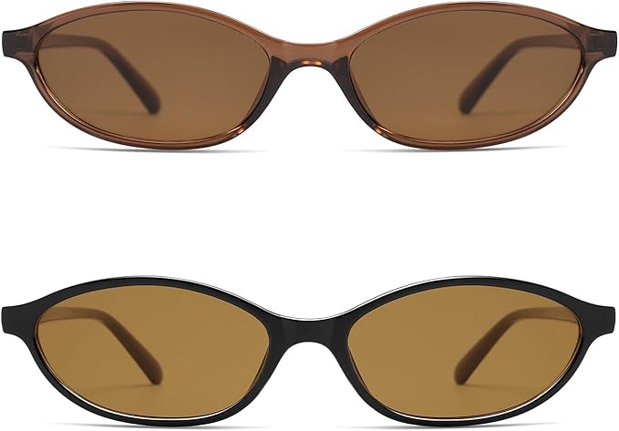 Retro Oval Cat Eye Sunglasses for Women Y2k Trendy Narrow Sunnies Designer Sun Glasses AR82253