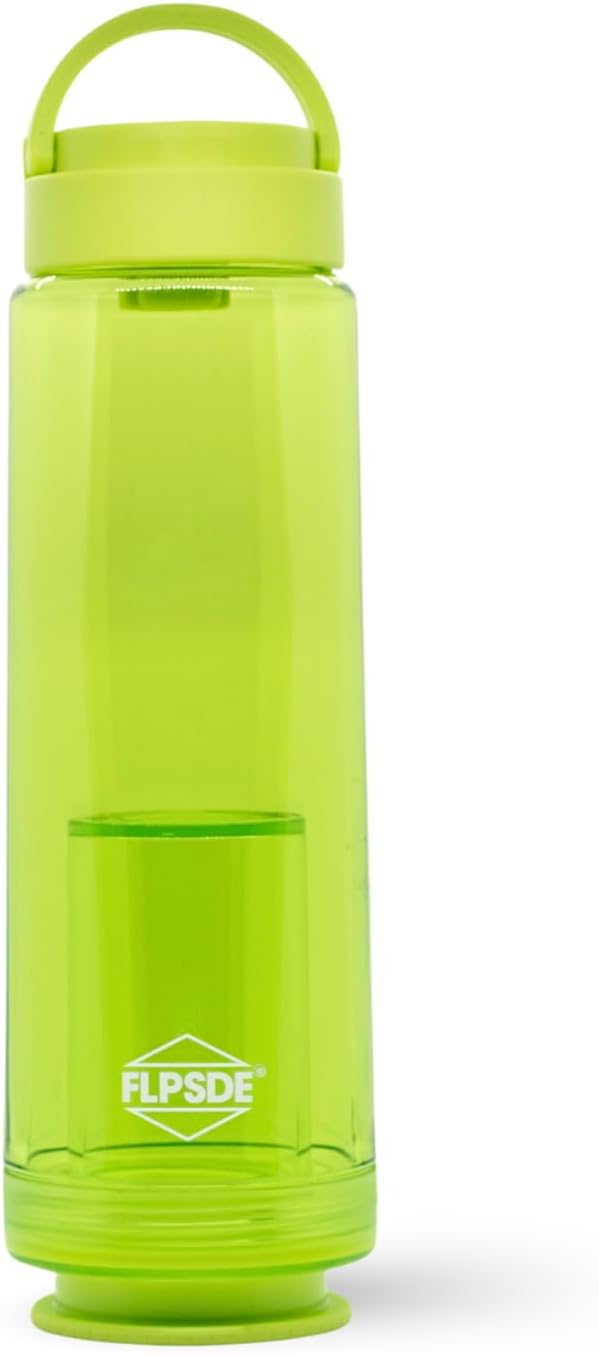 FLPSDE XR Dual Chamber Water Bottle with Integrated Storage Compartment for Snacks and More - 2 in 1 Container for Travel, School, Hiking, Sports, Work, Office, Gift