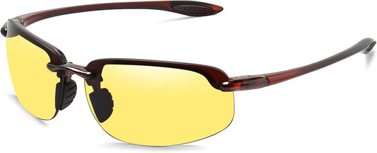 JULI Sports Sunglasses for Men Women Tr90 Rimless Frame for Running Fishing Baseball Driving MJ8001