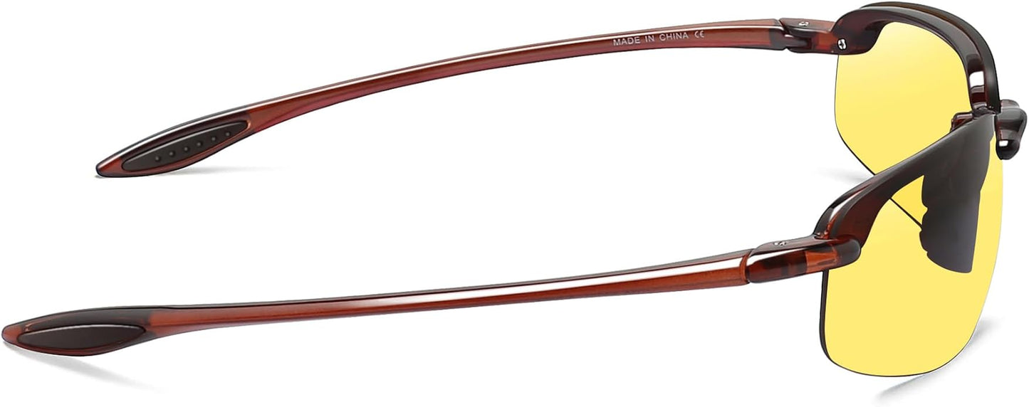 JULI Sports Sunglasses for Men Women Tr90 Rimless Frame for Running Fishing Baseball Driving MJ8001