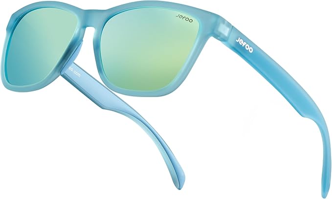 Jefoo Polarized Sports Sunglasses for Women Men Running Retro Trendy Sun Glasses UV400 Protection Tangle Free