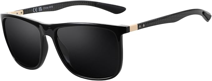 ZENOTTIC Square Polarized Sunglasses for Men Ultralight Carbon Fiber Sun Glasses Driving Fishing Golf Sports UV400 Protection