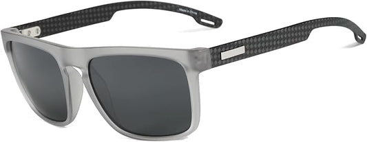 ZENOTTIC Polarized Sunglasses Men Square: Unbreakable TR90 Frame Carbon Fiber Temple UV400 Protection Sun Glasses for Driving