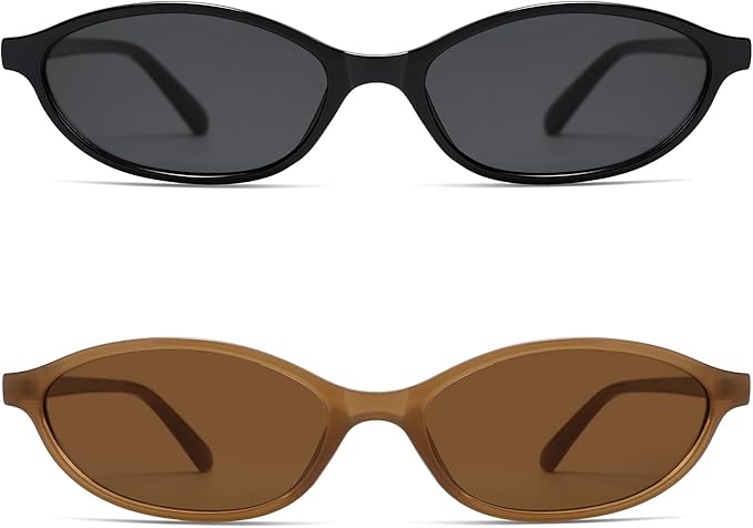 Retro Oval Cat Eye Sunglasses for Women Y2k Trendy Narrow Sunnies Designer Sun Glasses AR82253