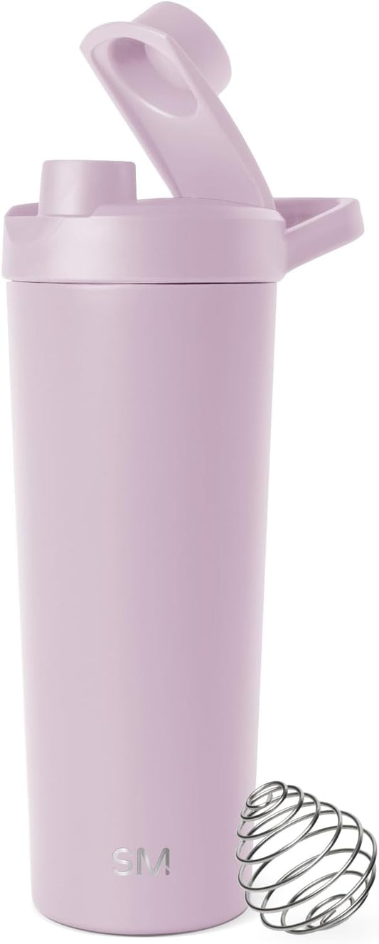 Simple Modern Stainless Steel Shaker Bottle with Ball 24oz | Metal Insulated Cup for Protein Mixes, Shakes and Pre Workout | Rally Collection | Lavender Mist