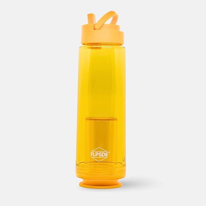 FLPSDE XR Dual Chamber Water Bottle with Integrated Storage Compartment for Snacks and More - 2 in 1 Container for Travel, School, Hiking, Sports, Work, Office, Gift