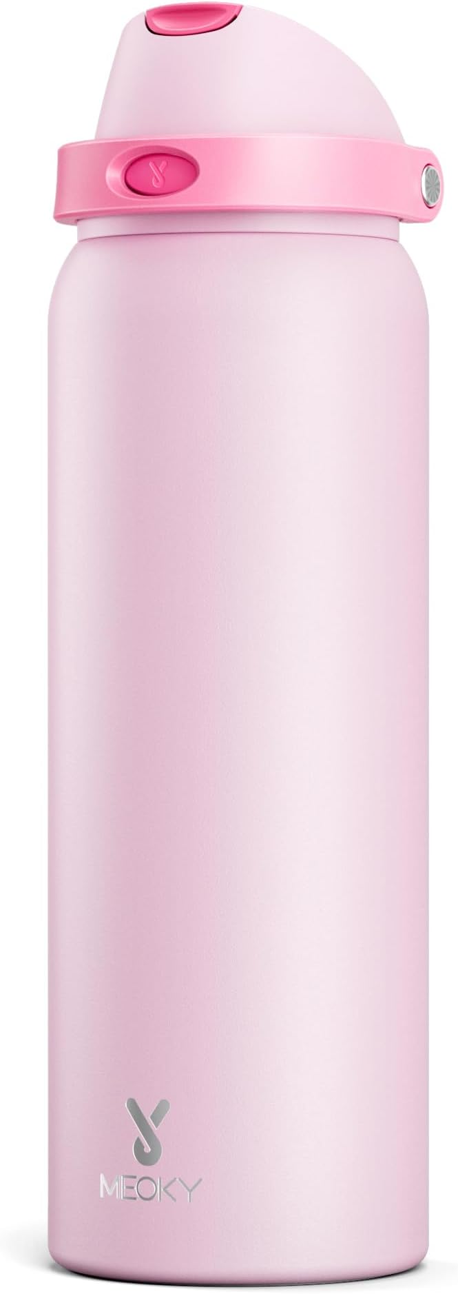 40 oz Insulated Water Bottle for Sports: Meoky Stainless Steel Water Bottle with 2-in-1 Straw and Spout Lid - Leak Proof, Cold for 24 Hours, Protective Silicone Base, BPA-Free for Women Gym, Blush