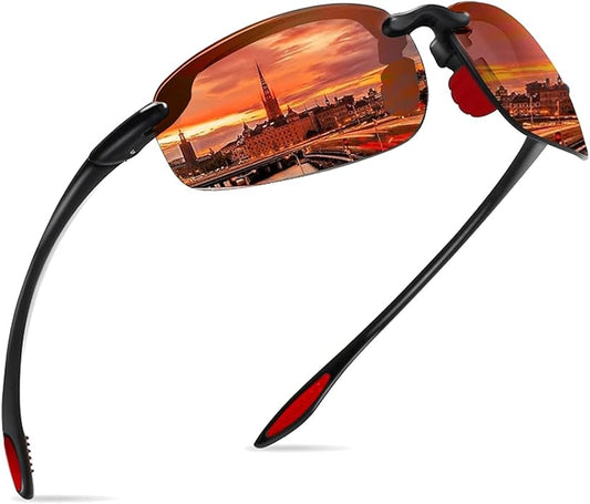 WISTON Sports Polarized Sunglasses for Men Women Tr90 Rimless Frame for Running Fishing Baseball Driving W8001