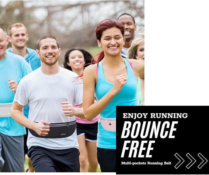 USHAKE Slim Running Belt, Workout Fanny Pack for Men Women,Exercise Waist Pack for Apple iPhone Holder, Runner Belt for Running Walking Cycling Camping Gym Light Purple