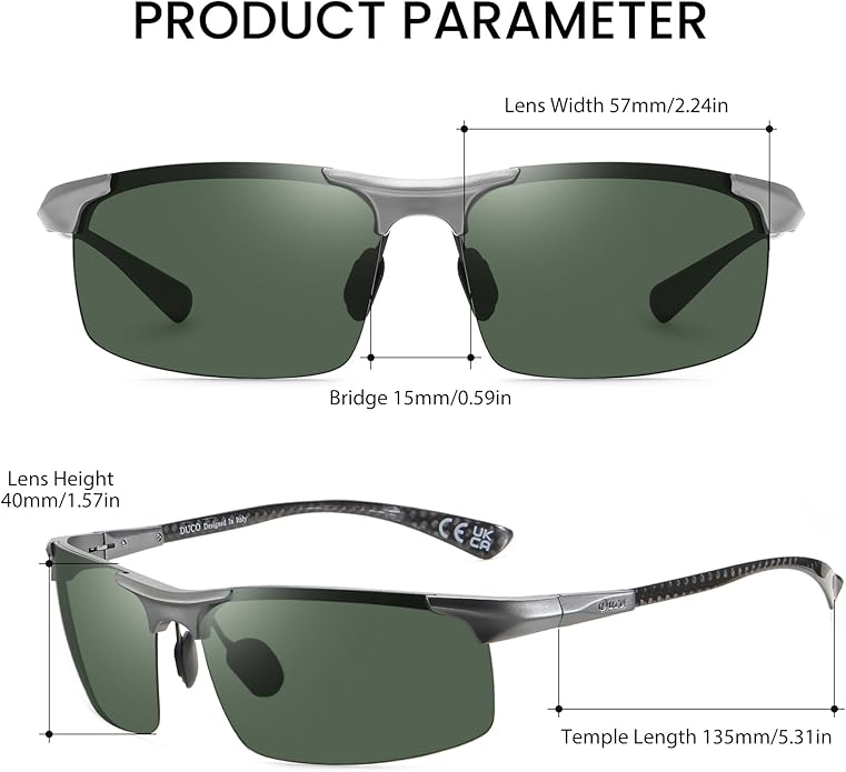 DUCO Mens Sunglasses Polarized Sports Fishing Running Driving Carbon Fiber Sunglasses for Men UV400 Protection DC8277