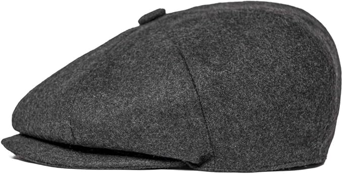 Men Wool Blend 8 Panel Newsboy Cap Tweed Cabbie Hat Snap Brim