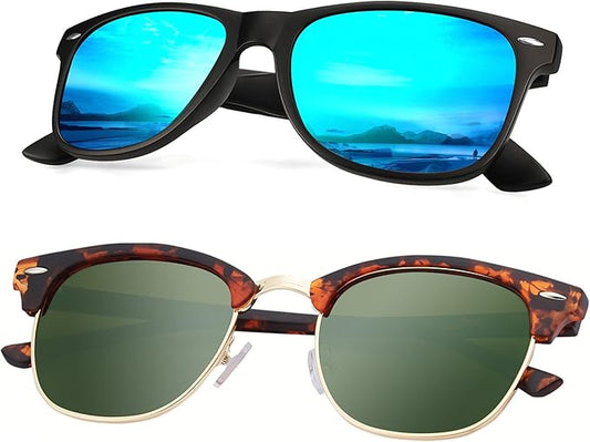 Sunglasses Men and Womens, Polarized Sunglasses for men with UV Blocking Semi-Rimless Frame for Driving & Hiking