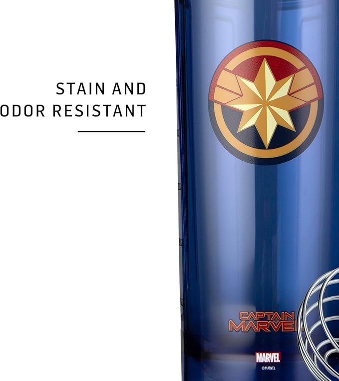 BlenderBottle Marvel Shaker Bottle Pro Series Perfect for Protein Shakes and Pre Workout, 28-Ounce, Captain Marvel