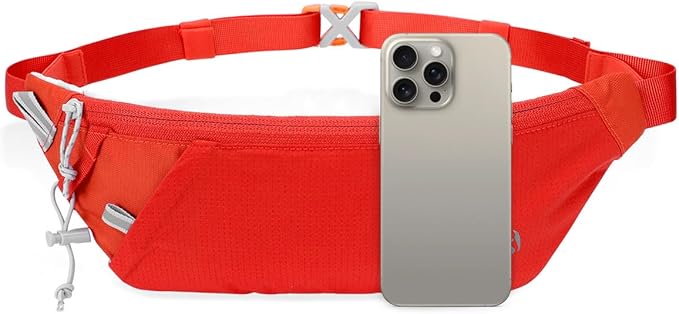 INOXTO Slim Running Belt Fanny Pack for Women and Men Sports Waist Bag Pack with 300ml Water Bottle for Running Walking Cycling Hiking Reflective Running Pouch Belt for All Phones (Black) (Orange)