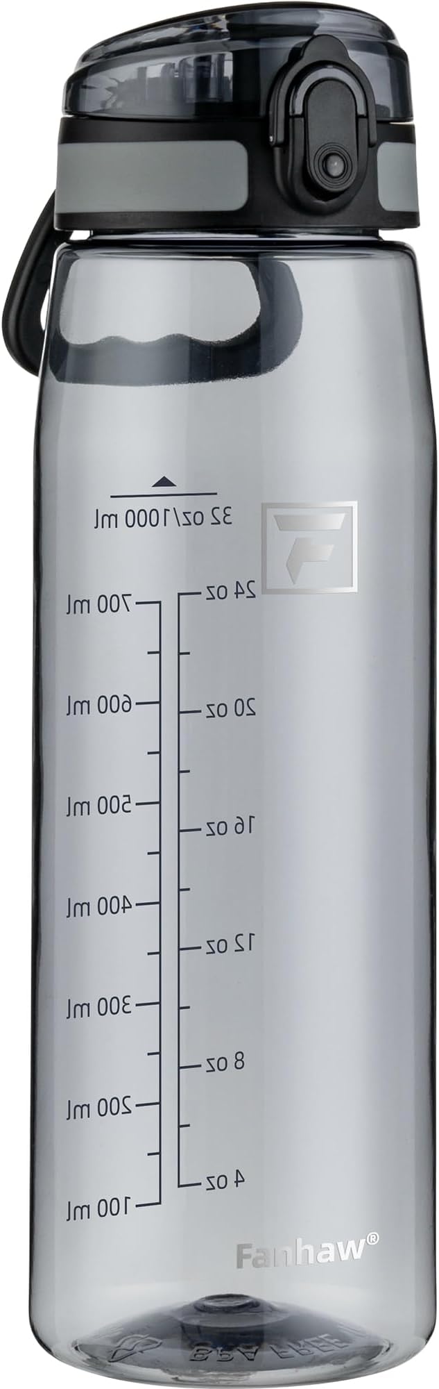 Fanhaw 32 oz Tritan Water Bottle with Chug Lid - Clear, BPA-Free, Lightweight, Wide Mouth, Leak-Proof, Perfect for Gym, Travel, School, Office, and Sports (Gray)