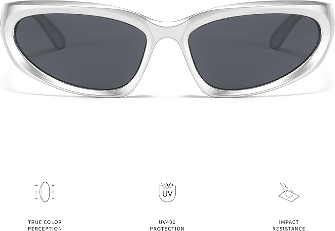 Trendy Wrap Around Sunglasses for Women Men Y2K Futuristic Swift Oval Polarized Tinted Sports Glasses