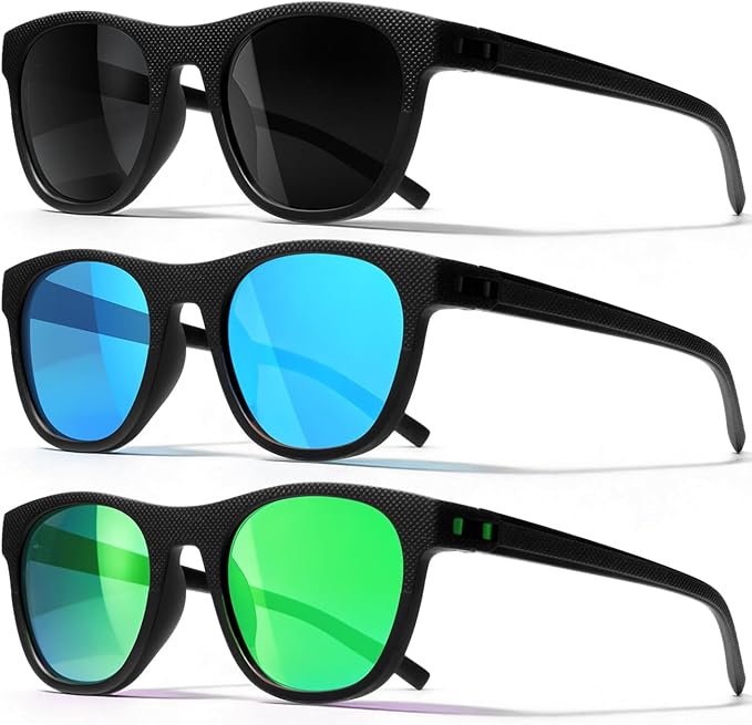 3 Pack Polarized Sunglasses for Men Women, Lightweight UV Protection Sports Sun Glasses for Driving Fishing Golf