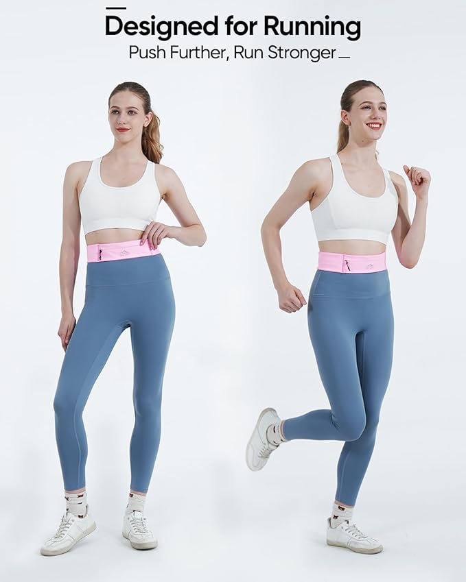 Running Belt with 400ml Soft, Adjustable Running Fanny Pack with Phone Holder and Gym Towel, Waterproof Belt Bag for Women Men for Jogging Hiking Marathon (Pink, Small)