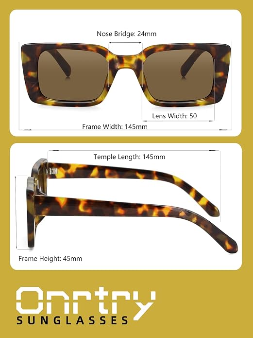 Onrtry Rectangle Sunglasses for Women Men Vintage Fashion Sun Glasses