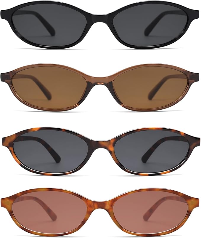 Retro Oval Cat Eye Sunglasses for Women Y2k Trendy Narrow Sunnies Designer Sun Glasses AR82253