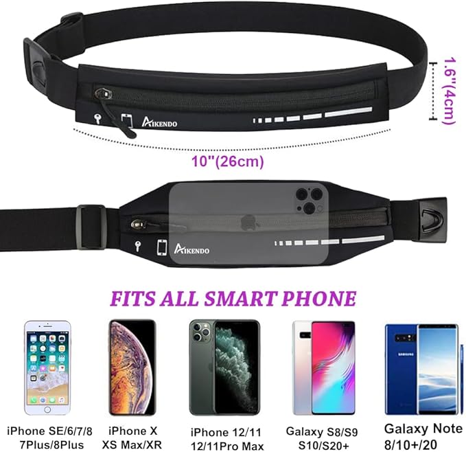 Slim Running Belt for Women Men,Runners Fanny Pack Phone Holder,Running Pouch Waist bag for Workout Jogging,Money Belt Running Gear Accessories