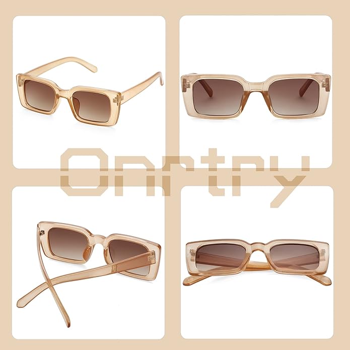 Onrtry Rectangle Sunglasses for Women Men Vintage Fashion Sun Glasses