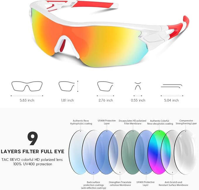 BEACOOL Polarized Sports Sunglasses for Men Women Youth Baseball Cycling Running Driving Fishing Golf Motorcycle TAC Glasses