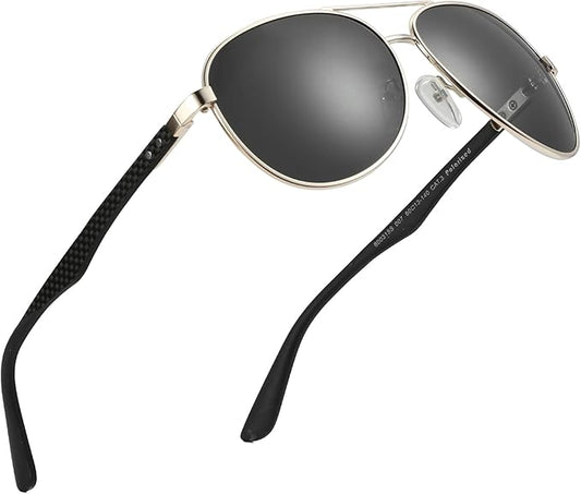 ZENOTTIC Polarized Aviator Sunglasses for Men Carbon Fiber Temple Pilot Sun Glasses with Mirrored Lens UV Protection